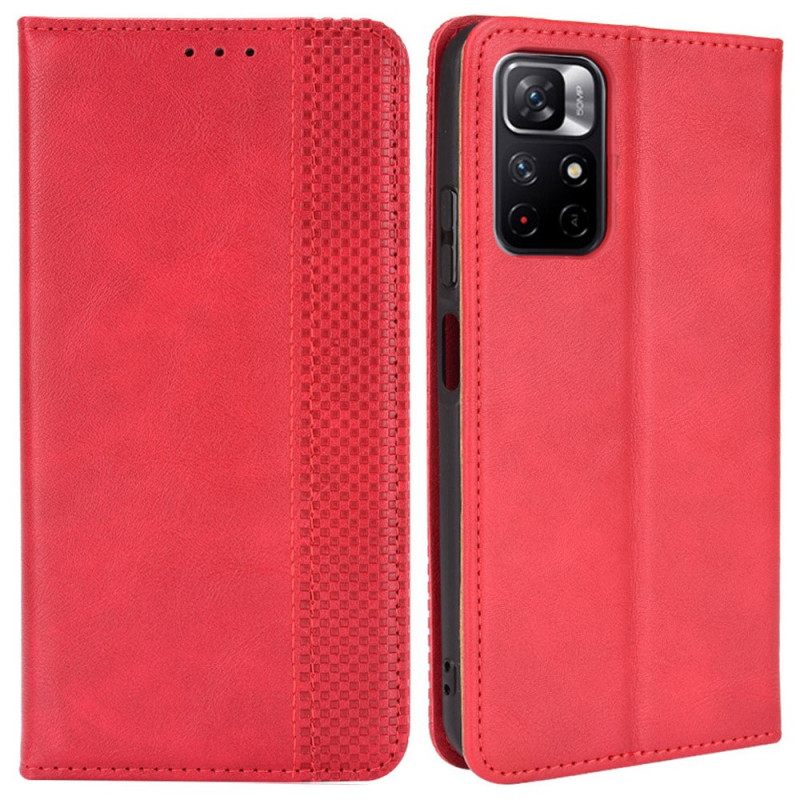 Puhelinkuoret Poco M4 Pro 5G Kotelot Flip Tyylitelty Vintage-nahkaefekti