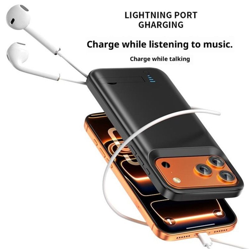 5000 Mah Ulkoinen Akkukotelo iPhone 17 Prolle Sisäänrakennetulla Telineellä