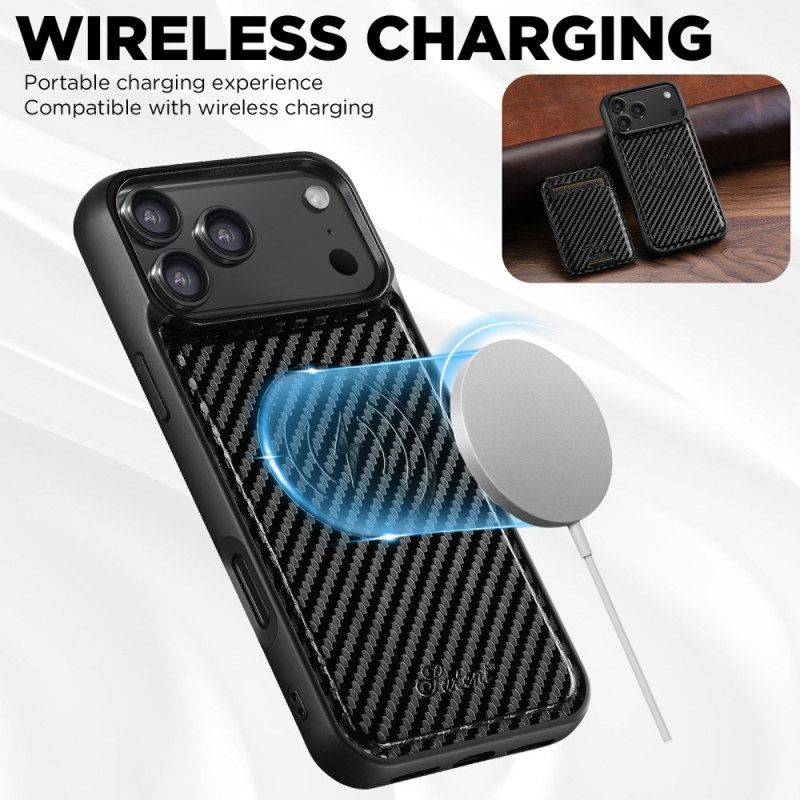 Kuori iPhone 17 Pro Irrotettava Hiilikuituinen Magsafe-korttikotelo