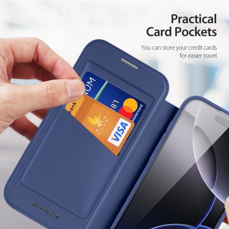 Nahkakotelo iPhone 17 Pro Puhelinkuoret Skin X Pro -sarja Dux Ducis -jalustalla