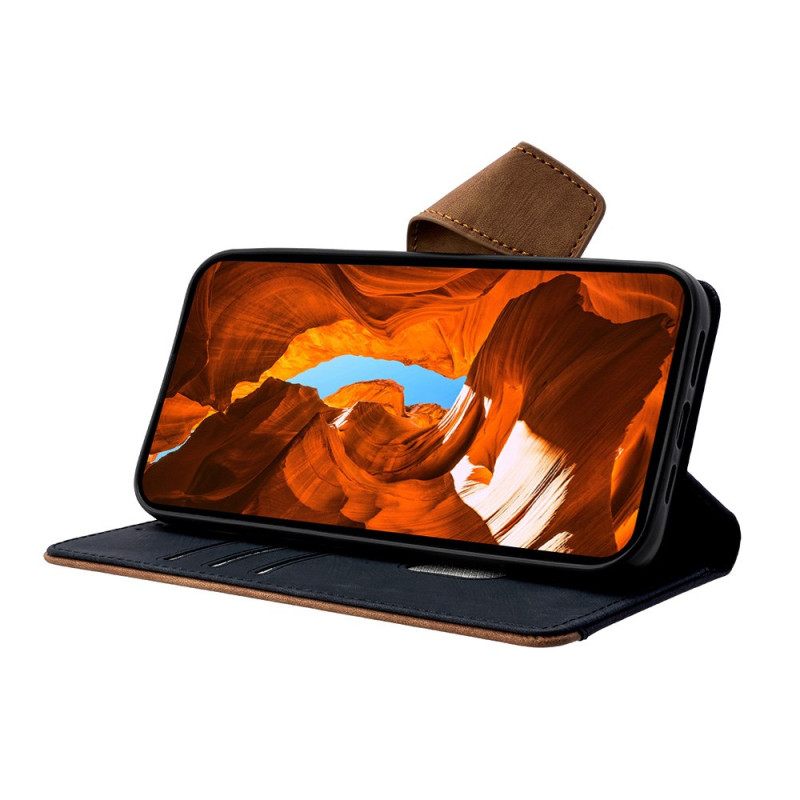 Nahkakotelo Xiaomi Redmi Note 14 Pro 4g Rfid-estävä Kaksivärinen Mokkanahkakuvio