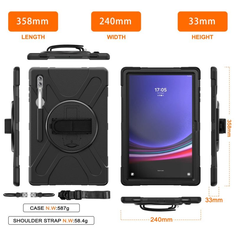 Kuori Samsung Galaxy Tab S10 Ultra Kolminkertainen Suojaushihna Ja Jalusta