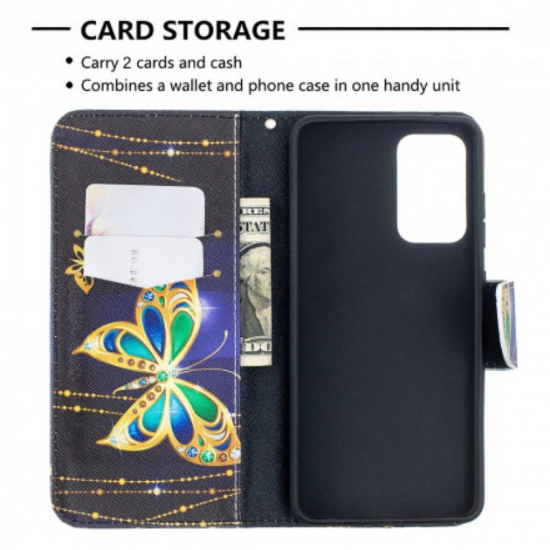 Kotelot Samsung Galaxy A52 4G / A52 5G / A52s 5G Golden Butterflies