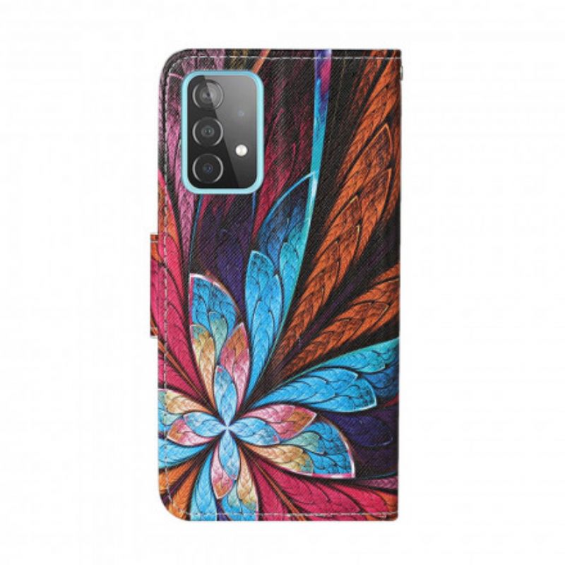 Kotelot Samsung Galaxy A52 4G / A52 5G / A52s 5G Värilliset Lehdet Kaulanauhalla