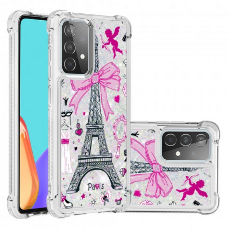 Kuori Samsung Galaxy A52 4G / A52 5G / A52s 5G Eiffel-tornin Paljetteja