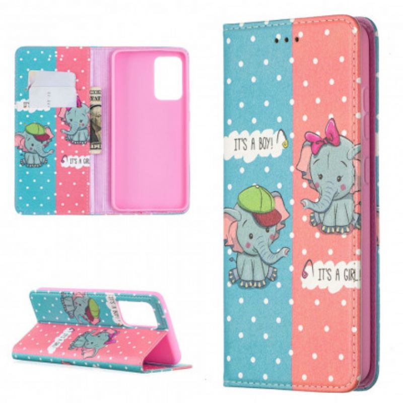 Puhelinkuoret Samsung Galaxy A52 4G / A52 5G / A52s 5G Kotelot Flip Baby Elephants