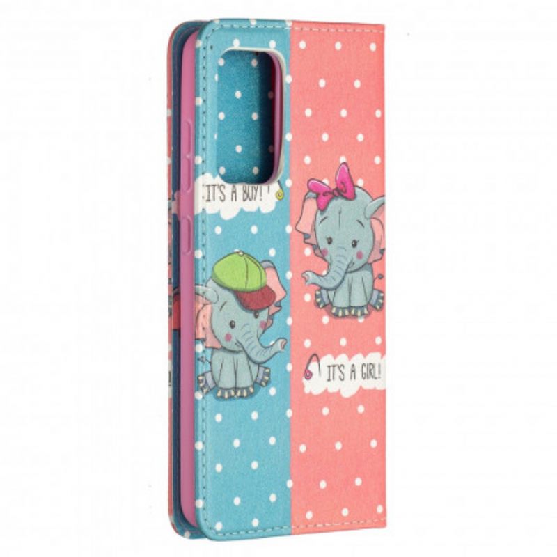 Puhelinkuoret Samsung Galaxy A52 4G / A52 5G / A52s 5G Kotelot Flip Baby Elephants
