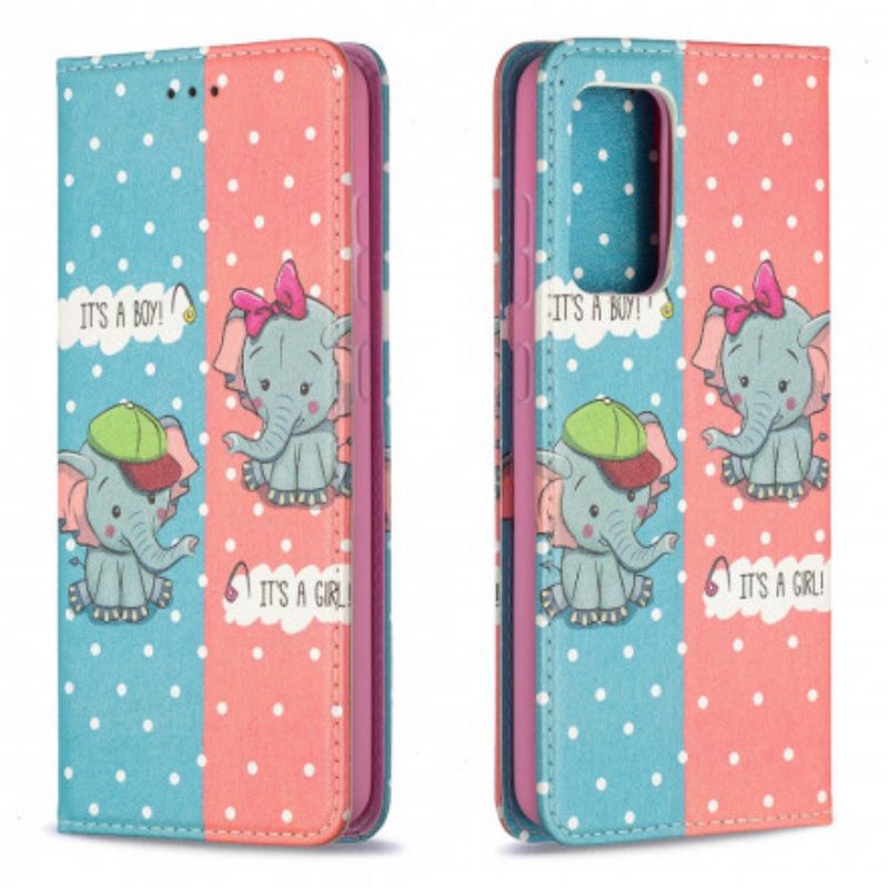 Puhelinkuoret Samsung Galaxy A52 4G / A52 5G / A52s 5G Kotelot Flip Baby Elephants