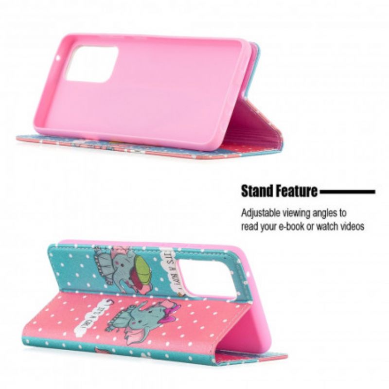 Puhelinkuoret Samsung Galaxy A52 4G / A52 5G / A52s 5G Kotelot Flip Baby Elephants
