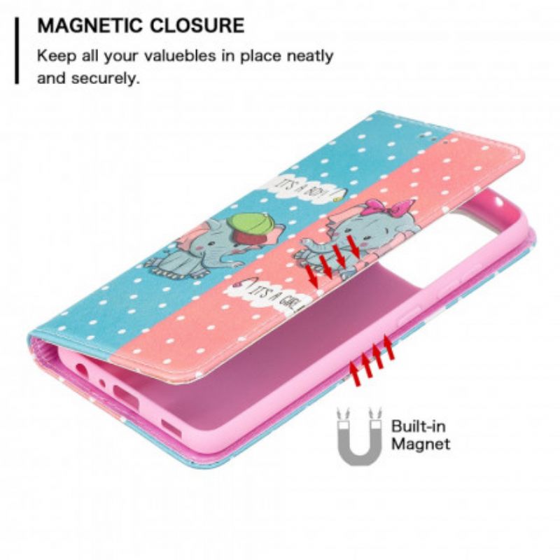 Puhelinkuoret Samsung Galaxy A52 4G / A52 5G / A52s 5G Kotelot Flip Baby Elephants