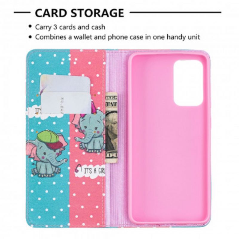 Puhelinkuoret Samsung Galaxy A52 4G / A52 5G / A52s 5G Kotelot Flip Baby Elephants