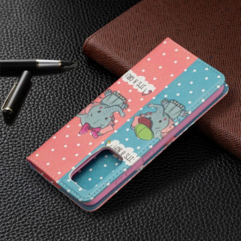 Puhelinkuoret Samsung Galaxy A52 4G / A52 5G / A52s 5G Kotelot Flip Baby Elephants