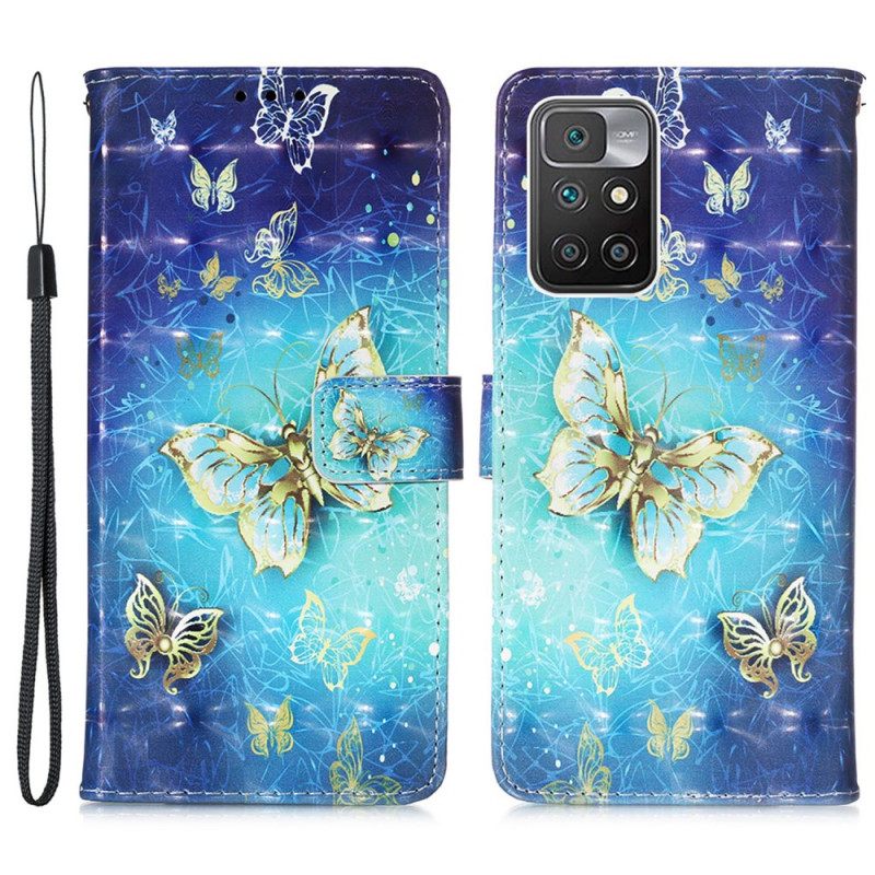 Flip Case Xiaomi Redmi 10 Golden Butterflies