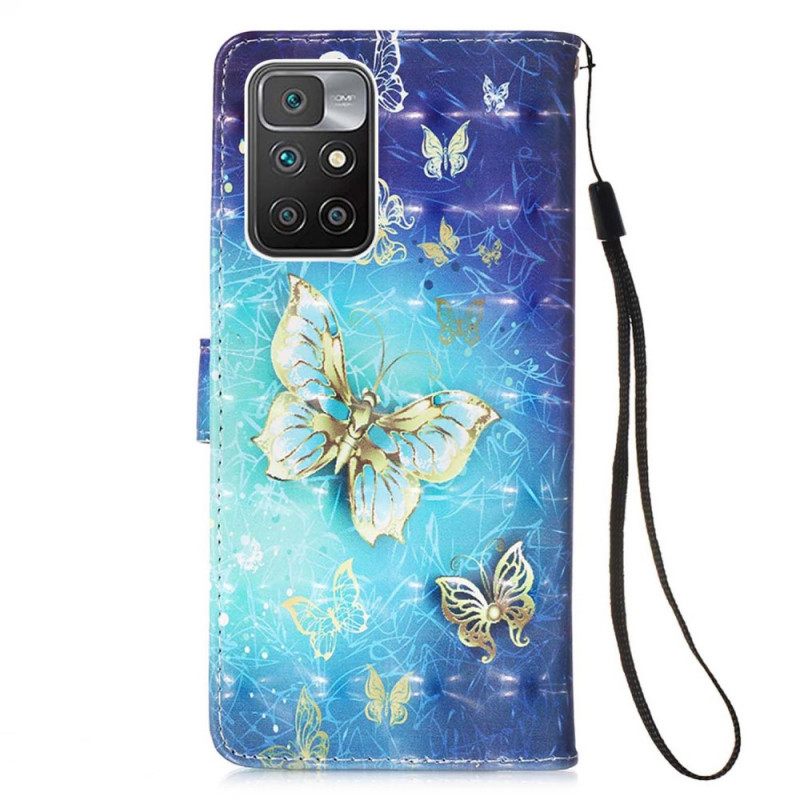 Flip Case Xiaomi Redmi 10 Golden Butterflies