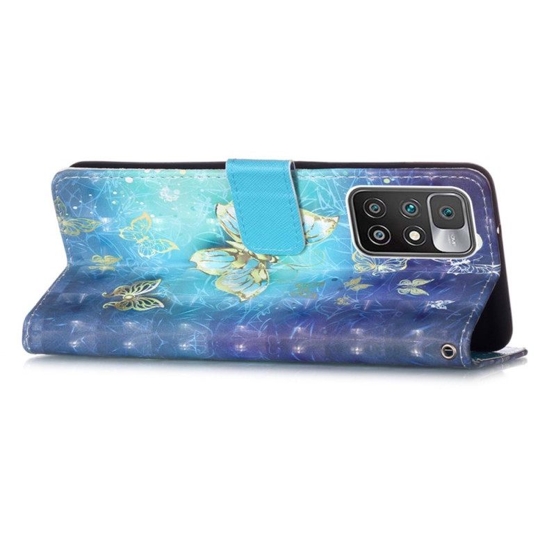 Flip Case Xiaomi Redmi 10 Golden Butterflies
