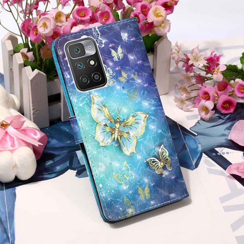 Flip Case Xiaomi Redmi 10 Golden Butterflies