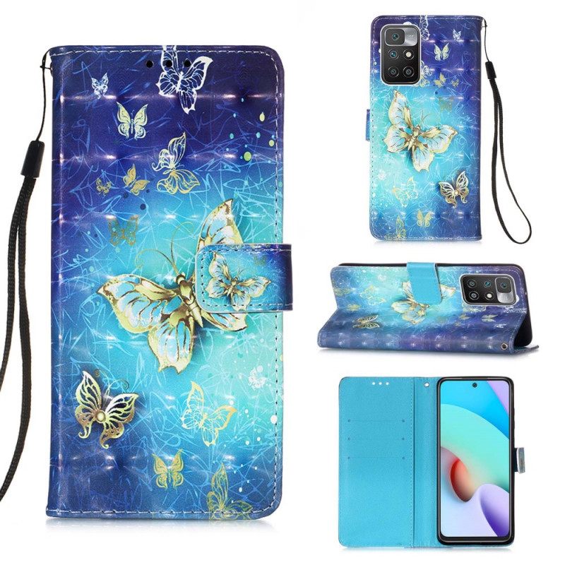 Flip Case Xiaomi Redmi 10 Golden Butterflies