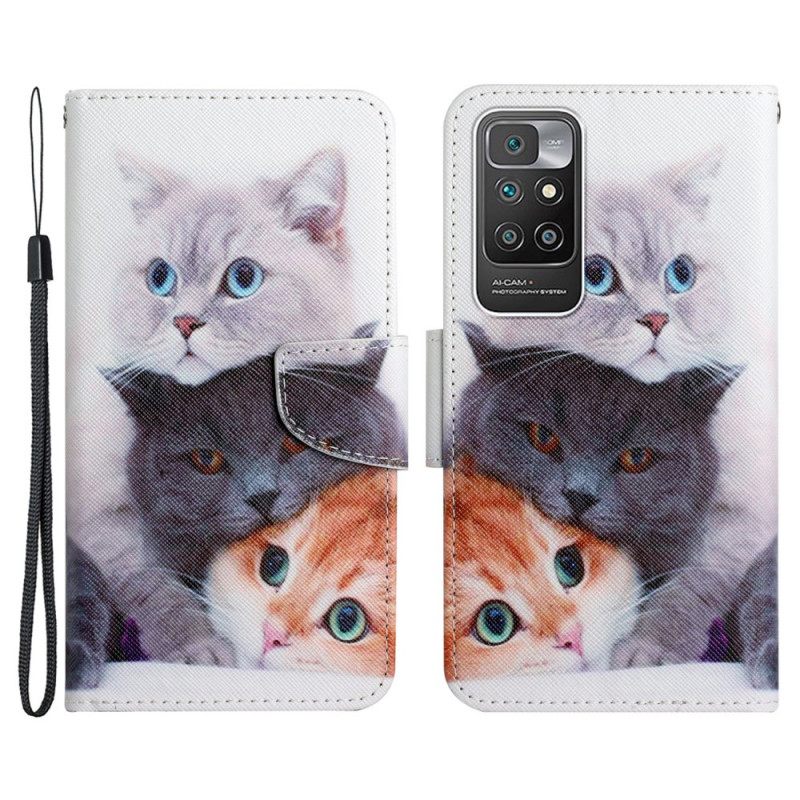 Flip Case Xiaomi Redmi 10 Kasa Kaulanauhakissoja