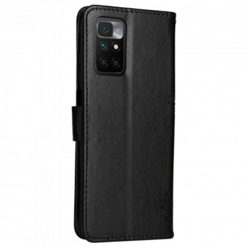 Flip Case Xiaomi Redmi 10 Suojaketju Kuori Tree And Strappy Cat