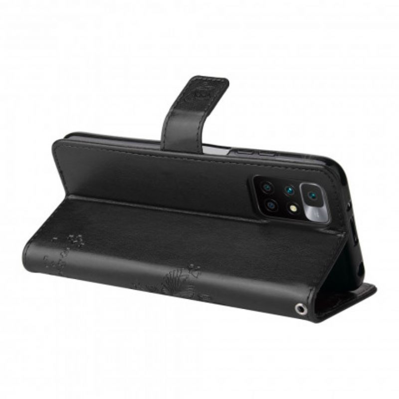 Flip Case Xiaomi Redmi 10 Suojaketju Kuori Tree And Strappy Cat