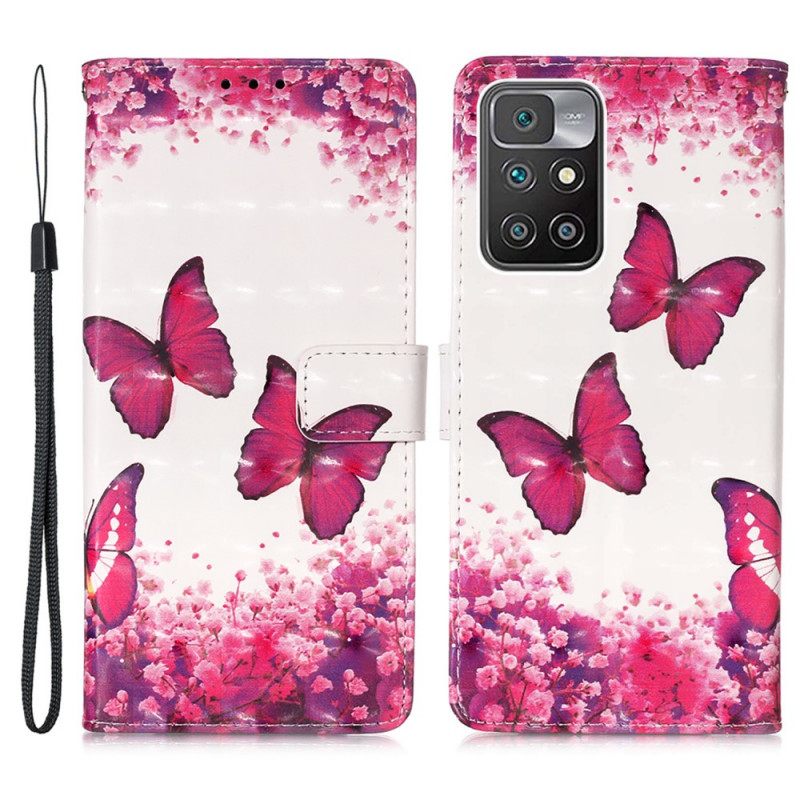 Kotelot Xiaomi Redmi 10 Red Butterflies
