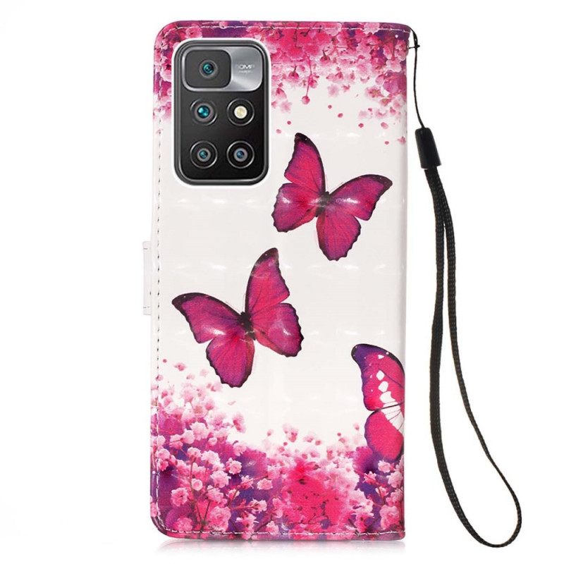 Kotelot Xiaomi Redmi 10 Red Butterflies