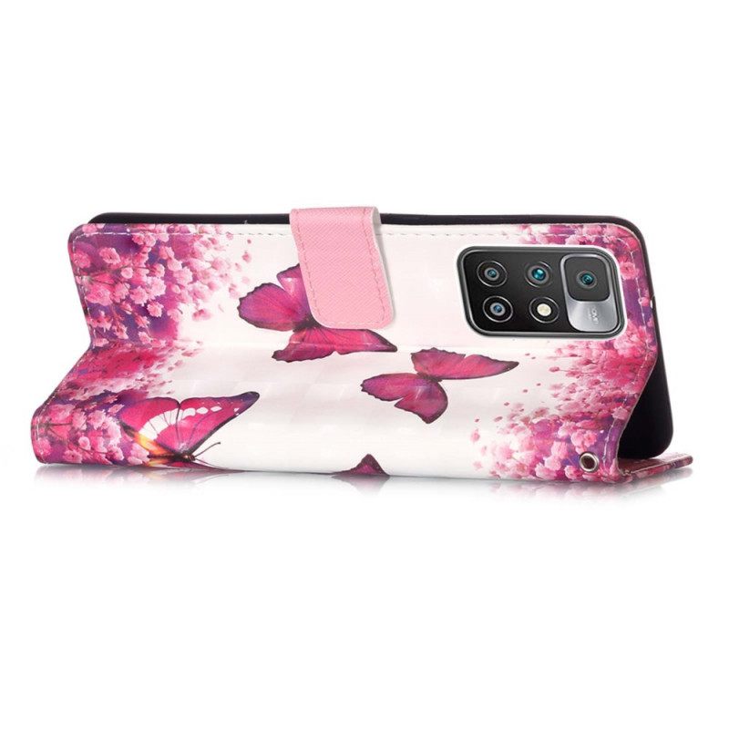 Kotelot Xiaomi Redmi 10 Red Butterflies