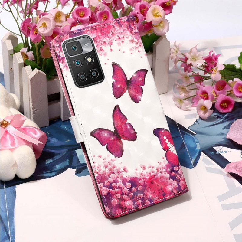 Kotelot Xiaomi Redmi 10 Red Butterflies