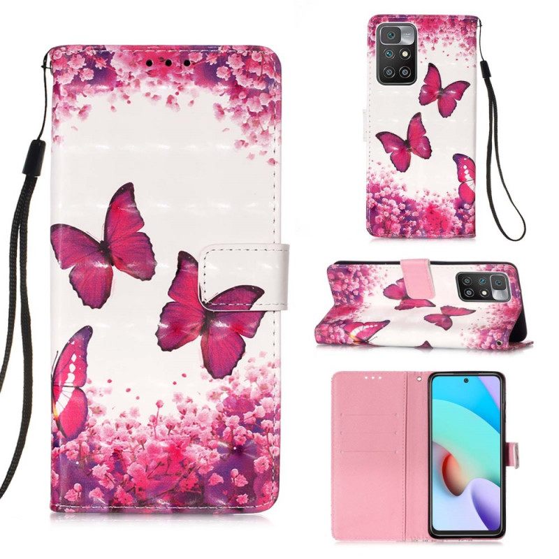 Kotelot Xiaomi Redmi 10 Red Butterflies