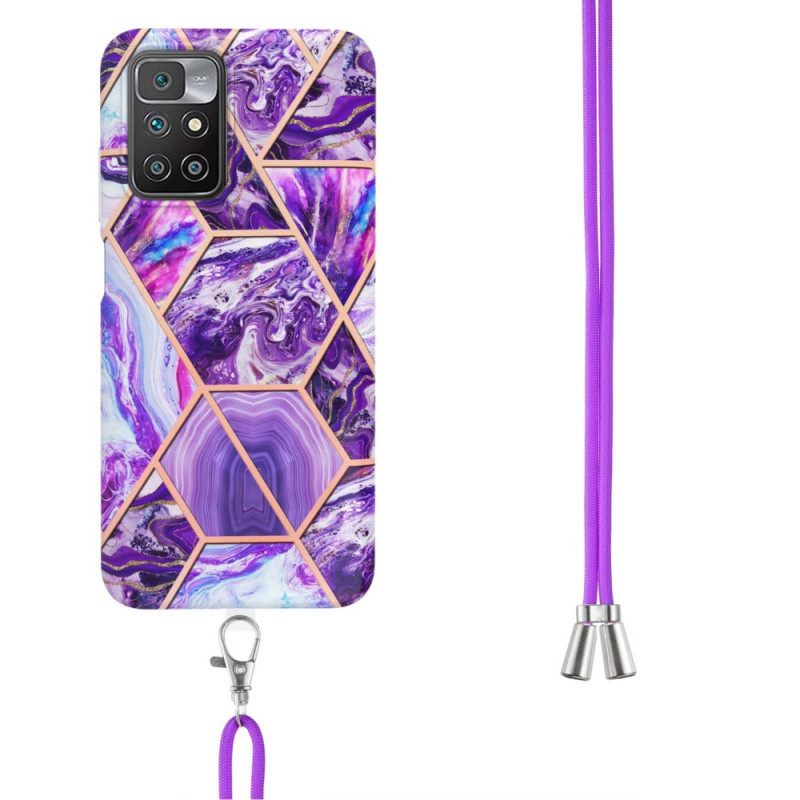 Kuori Xiaomi Redmi 10 Kiristysnyörillä Marble Style Johto