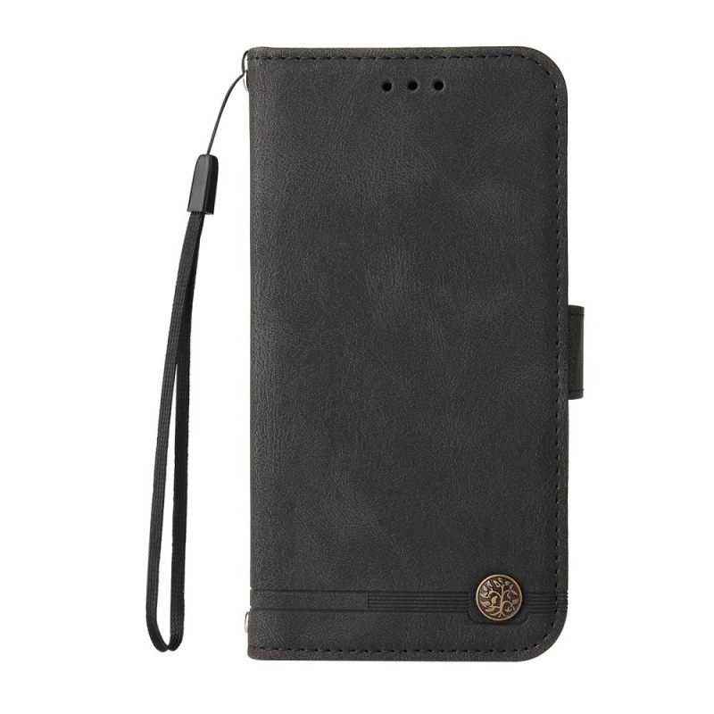 Nahkakotelo Xiaomi Redmi 10 Faux Leather Niitti Ja Nauha