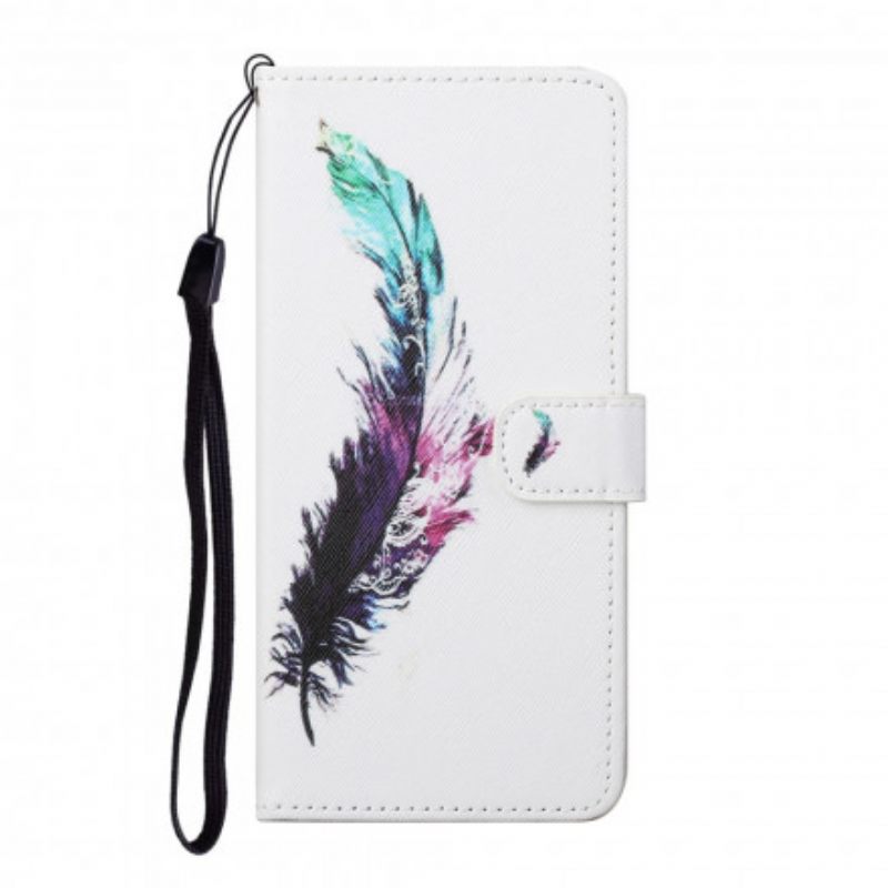 Flip Case Samsung Galaxy A32 4G Suojaketju Kuori Feather Kaulanauhalla