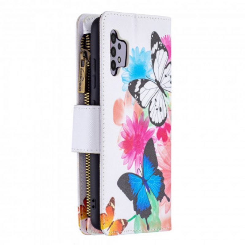 Kotelot Samsung Galaxy A32 4G Butterflies Vetoketjullinen Tasku