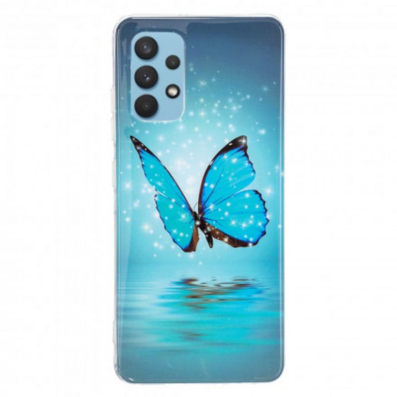 Kuori Samsung Galaxy A32 4G Fluoresoiva Sininen Perhonen