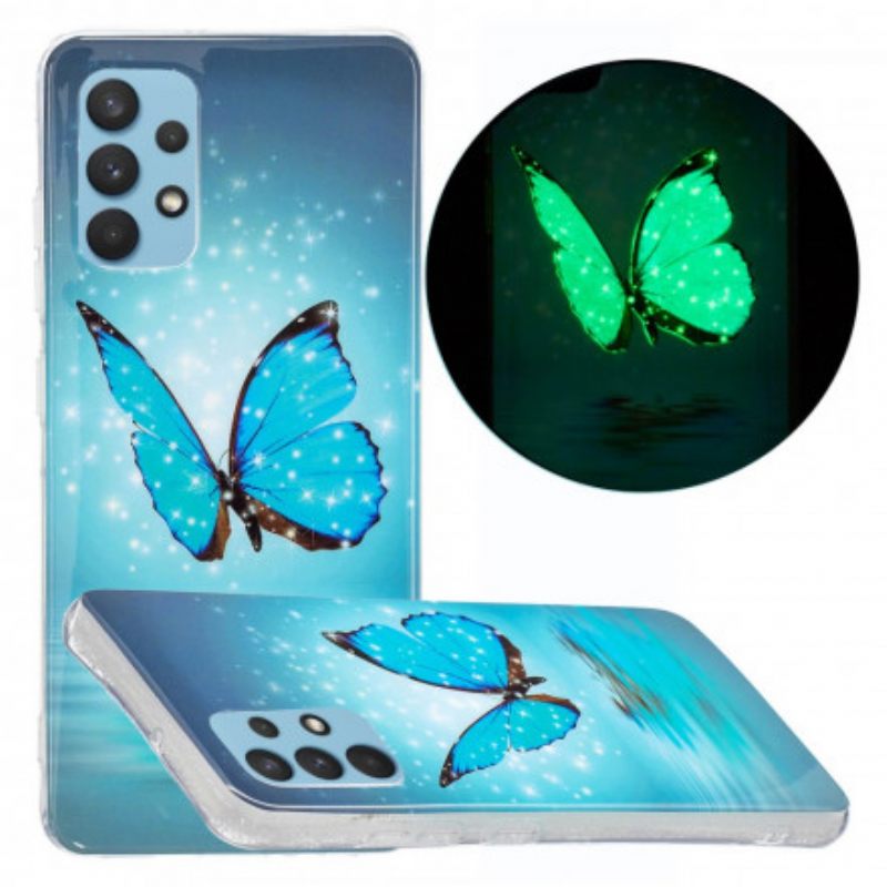 Kuori Samsung Galaxy A32 4G Fluoresoiva Sininen Perhonen