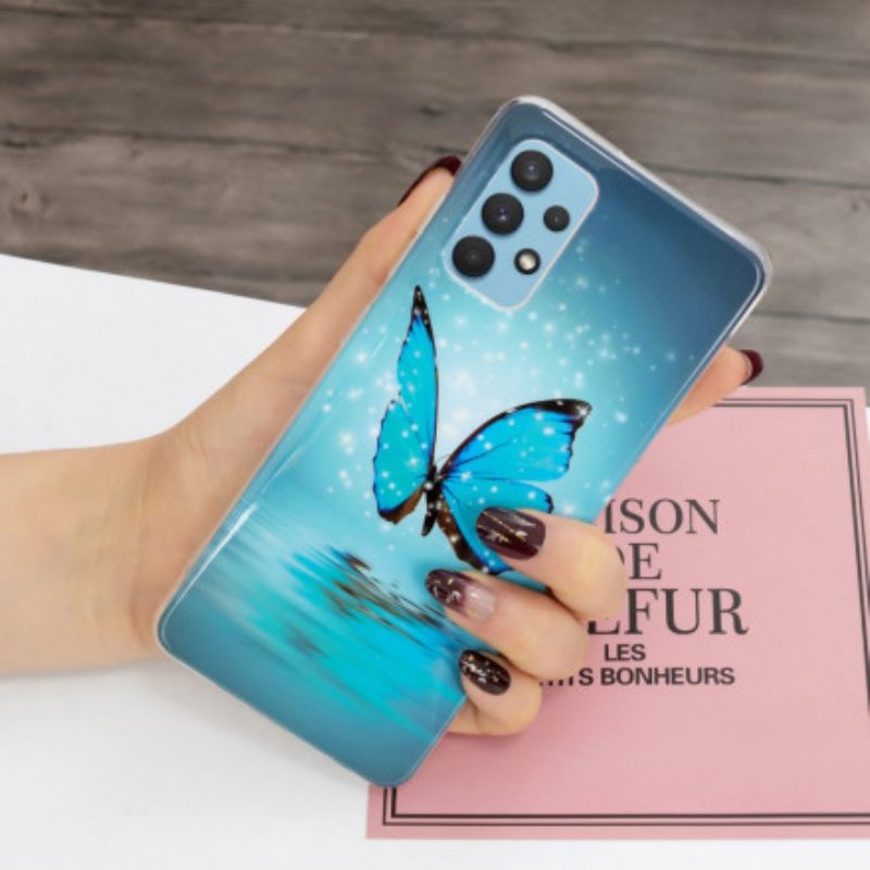 Kuori Samsung Galaxy A32 4G Fluoresoiva Sininen Perhonen