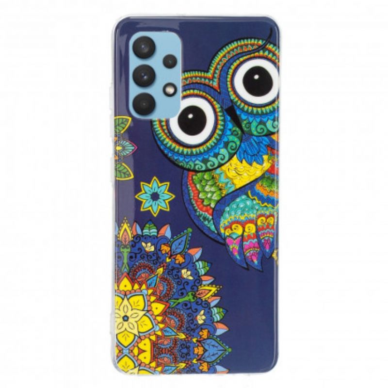 Kuori Samsung Galaxy A32 4G Owl Fluoresoiva Mandala