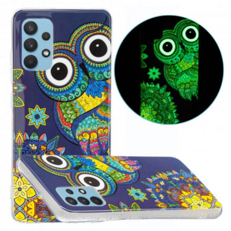 Kuori Samsung Galaxy A32 4G Owl Fluoresoiva Mandala
