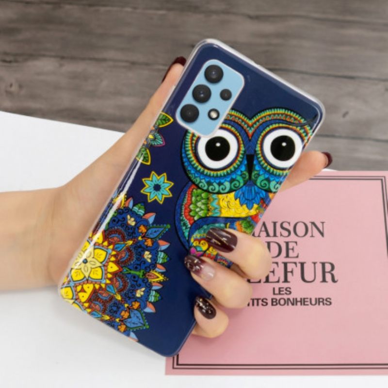 Kuori Samsung Galaxy A32 4G Owl Fluoresoiva Mandala