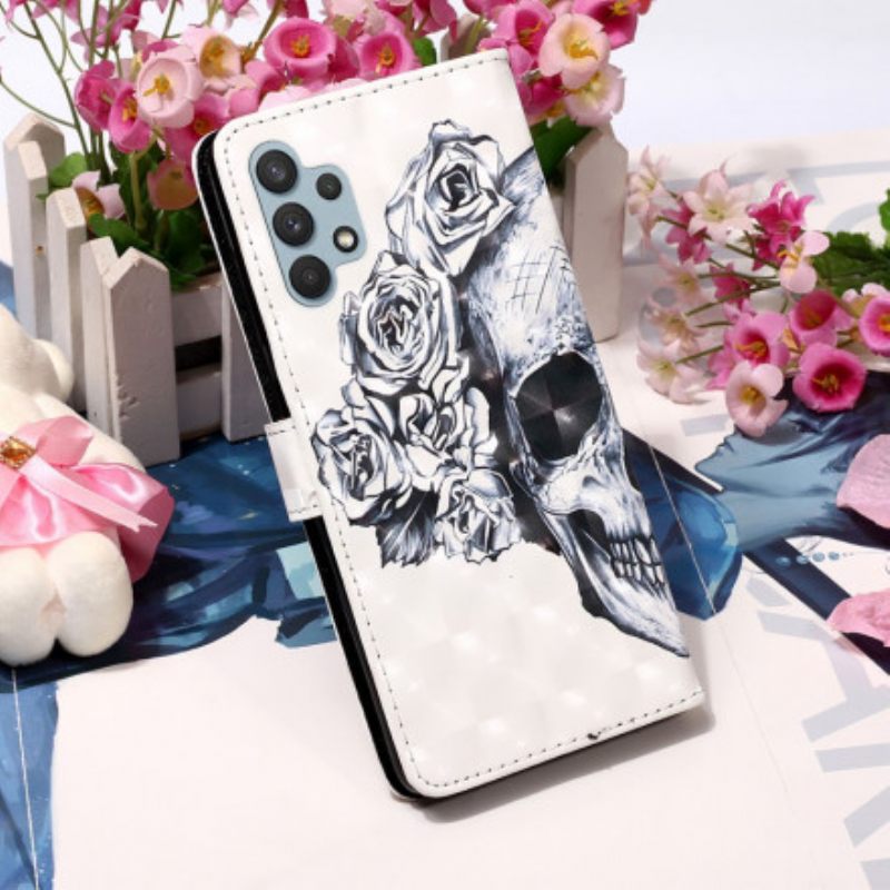 Nahkakotelo Samsung Galaxy A32 4G Kukkakallo