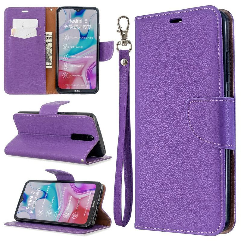 Kotelot Xiaomi Redmi 8 Suojaketju Kuori Värikäs Litchi Leather Effect Strappy