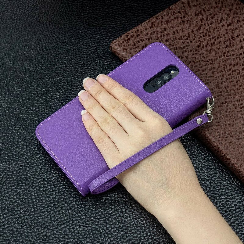 Kotelot Xiaomi Redmi 8 Suojaketju Kuori Värikäs Litchi Leather Effect Strappy
