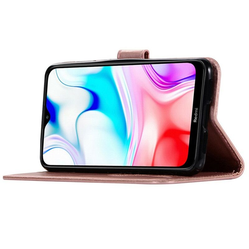 Nahkakotelo Xiaomi Redmi 8 Nahkaefekti Dreamcatcher Pöllö