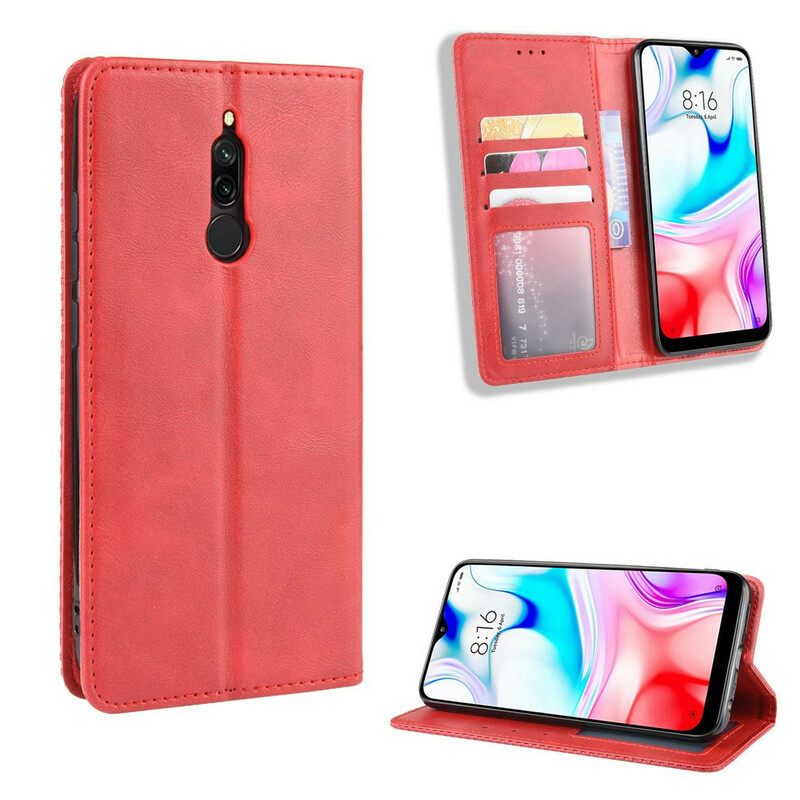 Puhelinkuoret Xiaomi Redmi 8 Kotelot Flip Tyylitelty Vintage-nahkaefekti