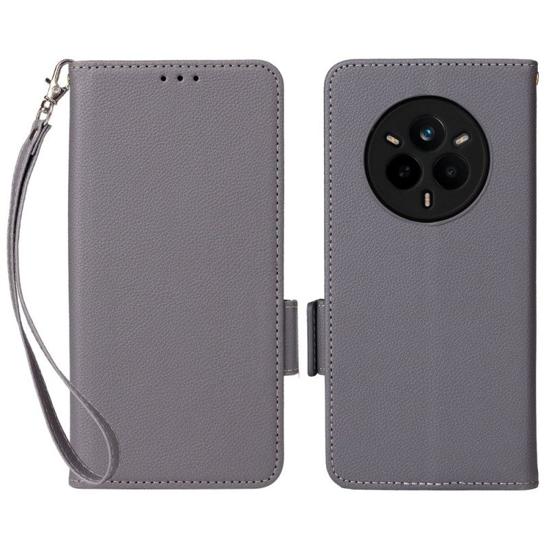 Kuoret Realme 14 Pro 5g Litsikuvioinen Tekonahka Hihnalla