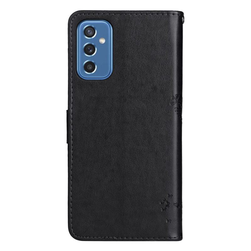 Kotelot Samsung Galaxy M52 5G Kukkiva Puu Ja Kissa