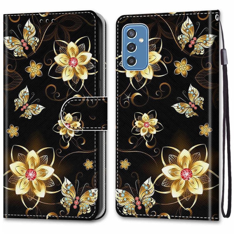 Nahkakotelo Samsung Galaxy M52 5G Kukat Ja Koit
