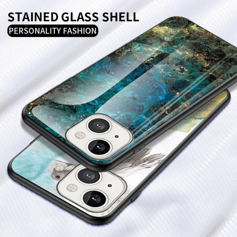 Case iPhone 14 Marble Tempered Glass