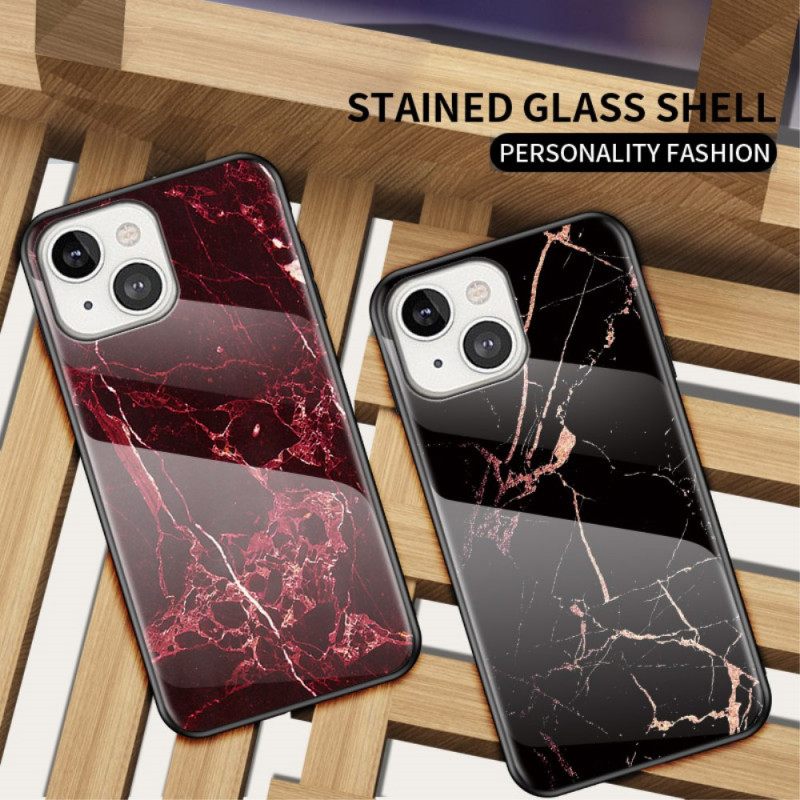Case iPhone 14 Marble Tempered Glass