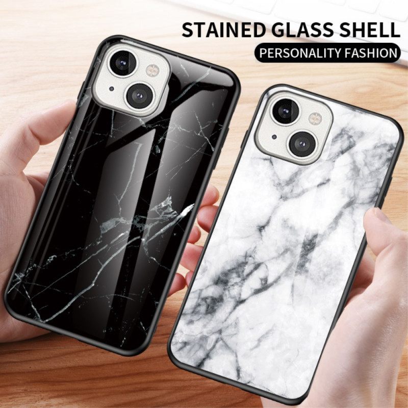 Case iPhone 14 Marble Tempered Glass